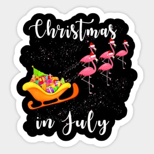 Funny Flamingo Pink Camping Car Christmas in July Sticker